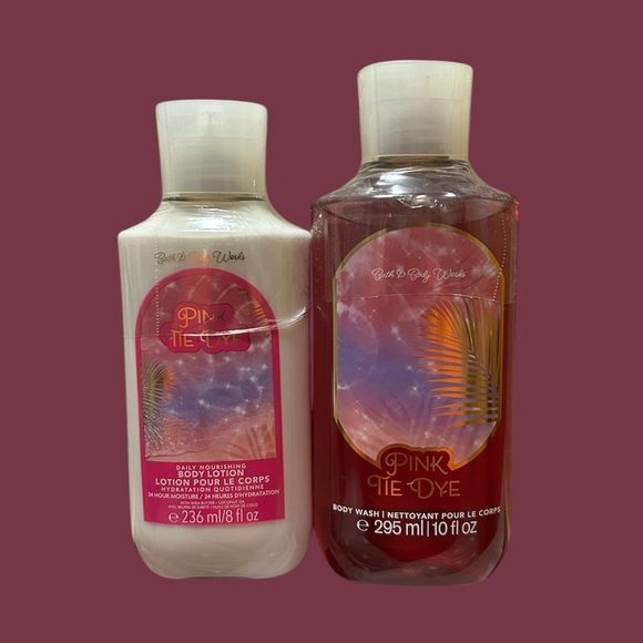 Bath and Body Works Pink Tie Dye Body Lotion and Body Wash - Picture 1 of 2
